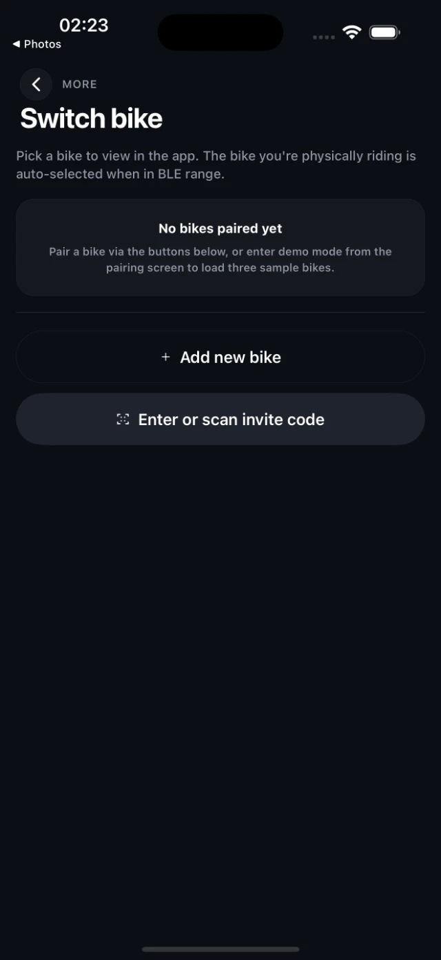 Switch bike screen