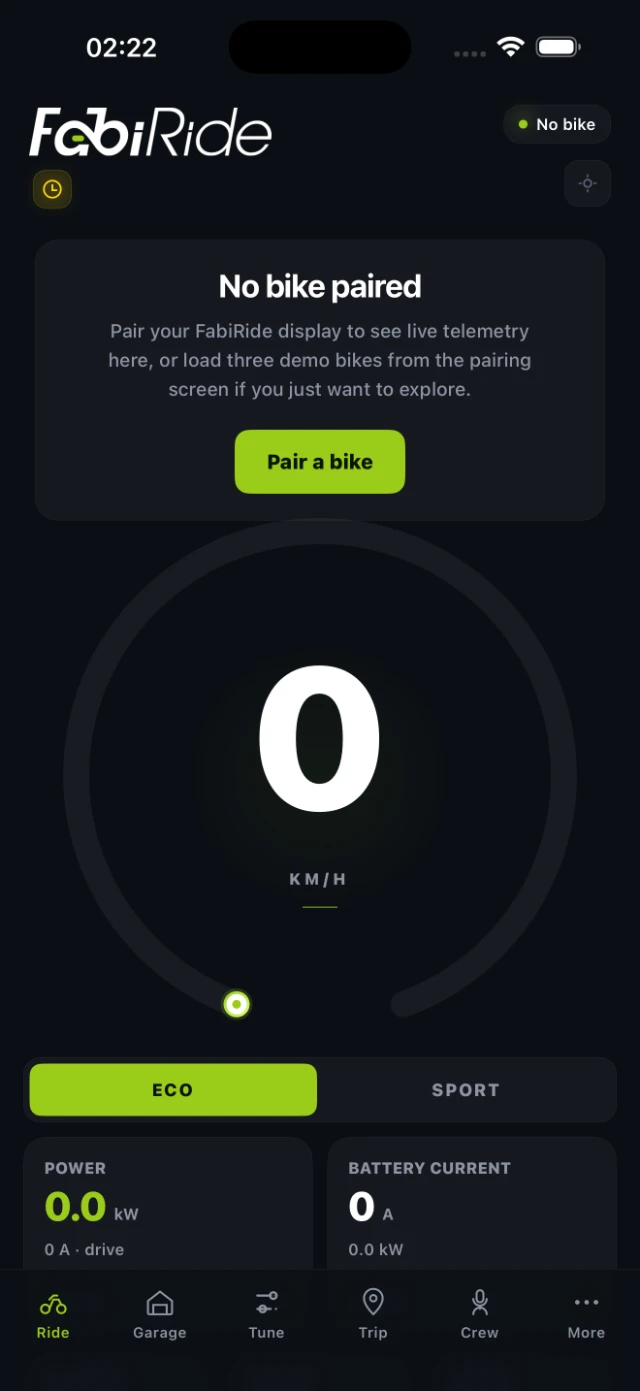 FabiRide app ride screen