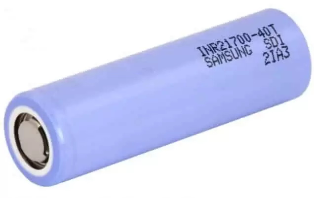 Samsung 40T 4000mAh 40A 21700 lithium-ion cell with flat top terminal