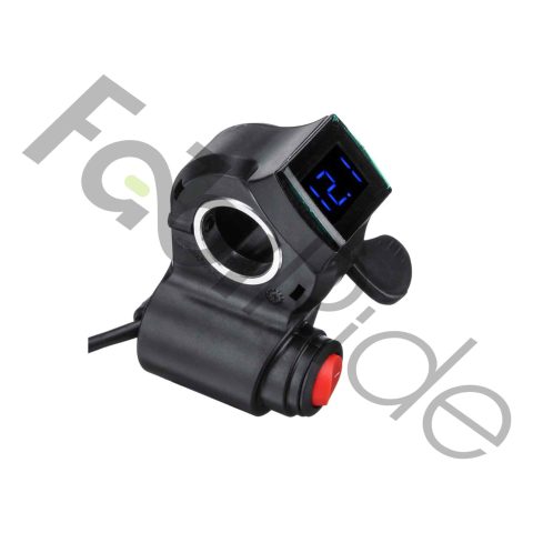 Thumb throttle with voltage display and function button for e-bike handlebar