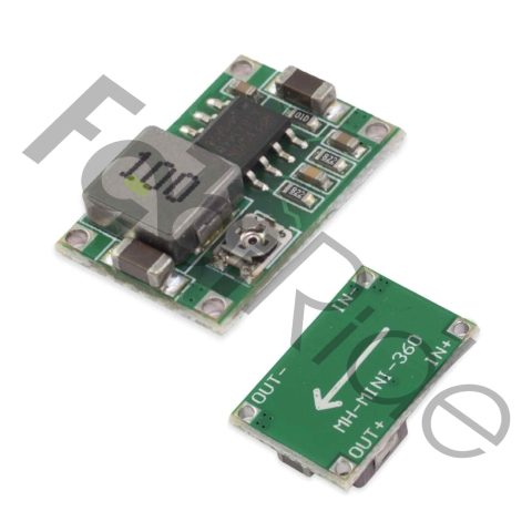 MXH Mini 360 buck converter module top view with adjustment trimmer