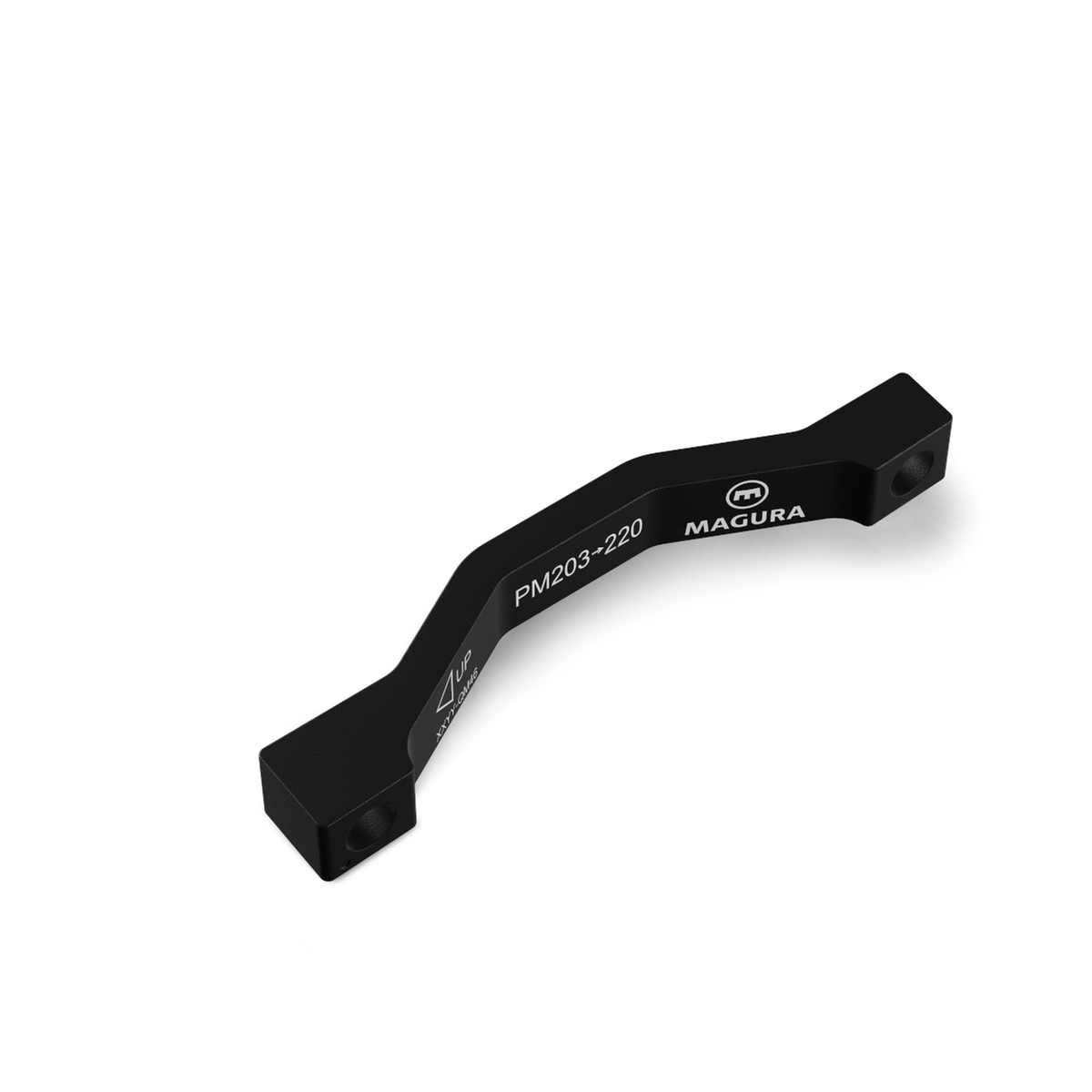Magura QM 44 adapteris PM 180-203 - juodas stabdžių suporto tvirtinimo adapteris su dviem varžtais, vaizdas iš šono