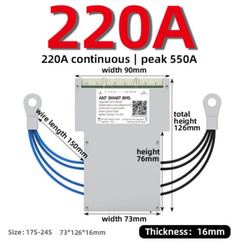Smart ANT BMS 17S-24S 550A active balancing battery management system board