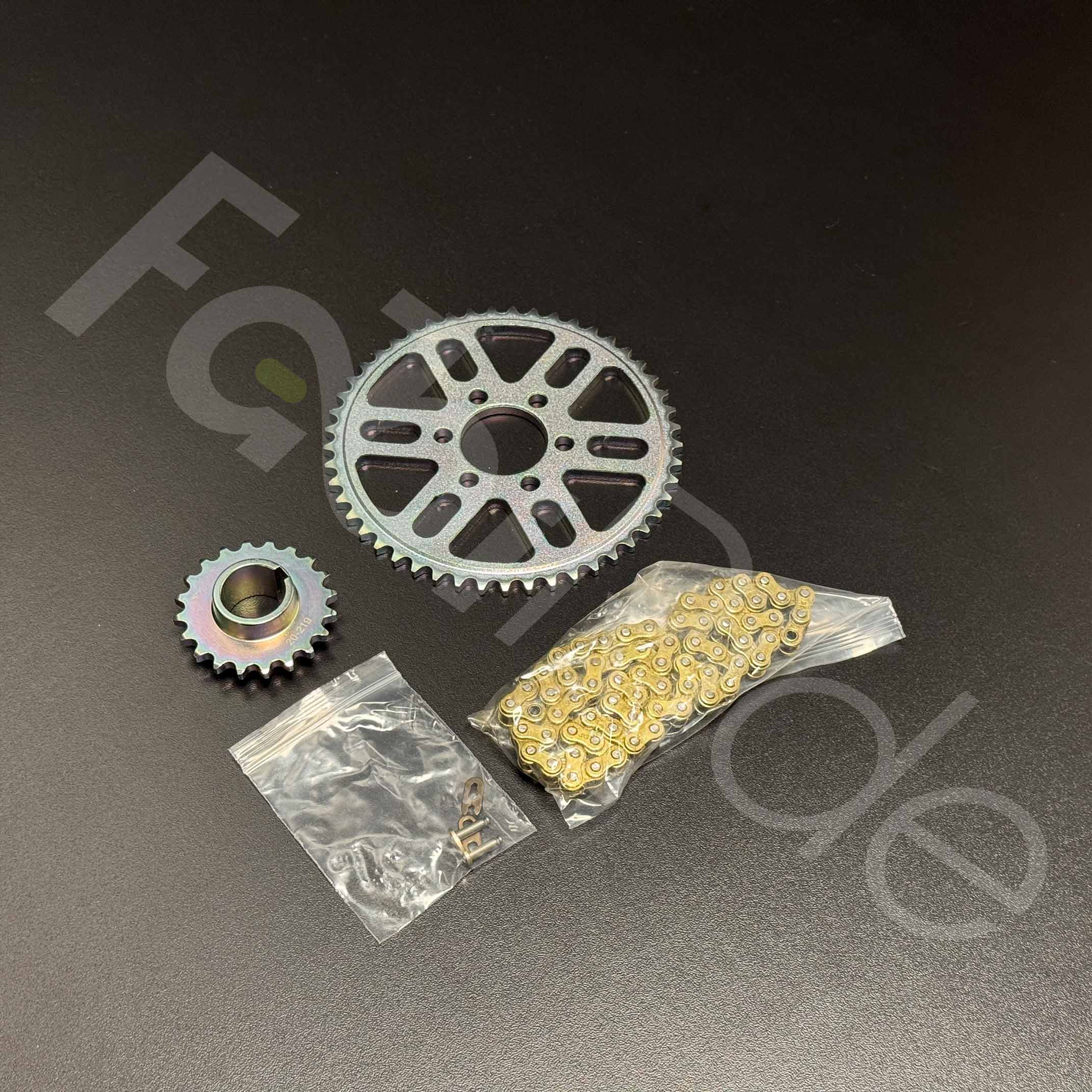 13T motor sprocket and 30T reduction shaft sprocket from the Sur-Ron Light Bee 219 chain kit
