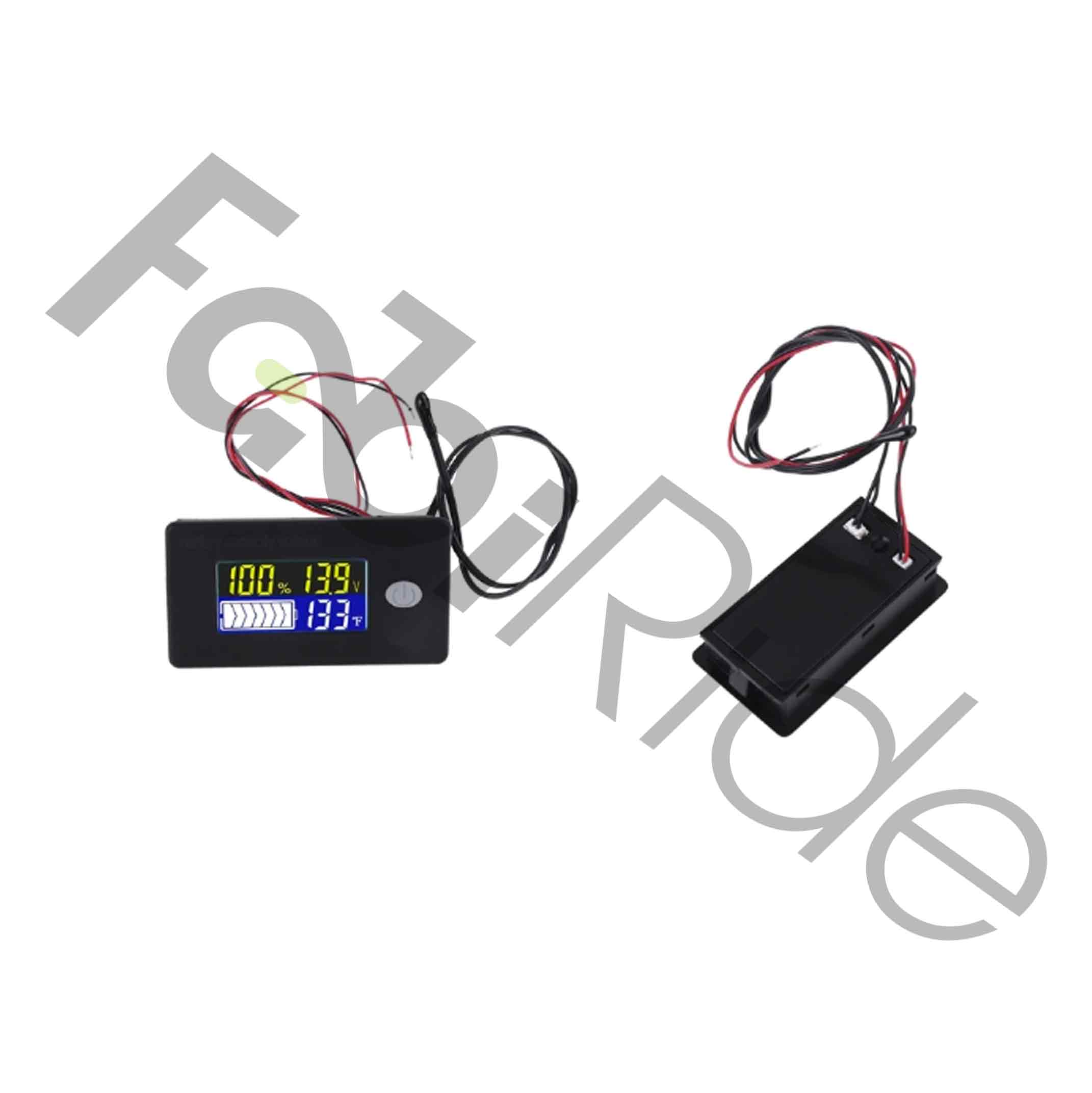 Two-wire DC voltage indicator showing live battery voltage in volts