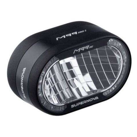 Supernova M99 PRO 2 e-dviračio priekinis žibintas su aliuminio korpusu ir 16 LED matrica, vaizdas iš priekio
