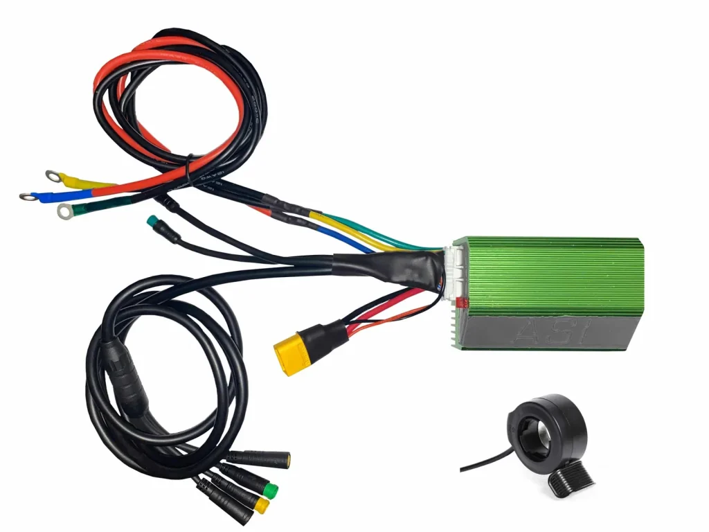 ASI BAC855 INOKIM OX controller upgrade kit: the controller, the plug and play OX loom and the thumb throttle